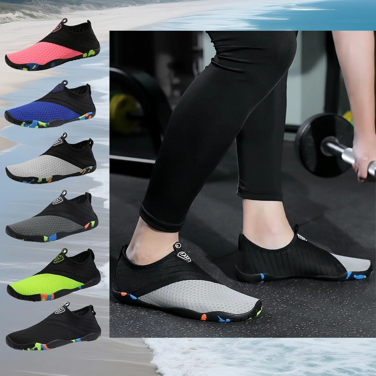 جورابهای آبی ورزشی پابرهنه با قابلیت خشک شدن سریع مناسب شنا، ساحل، استخر، موجسواری و یوگا برای زنان و مردان جورابهای آبی ورزشی پابرهنه با قابلیت خشک شدن سریع مناسب شنا، ساحل، استخر، موجسواری و یوگا برای زنان و مردان