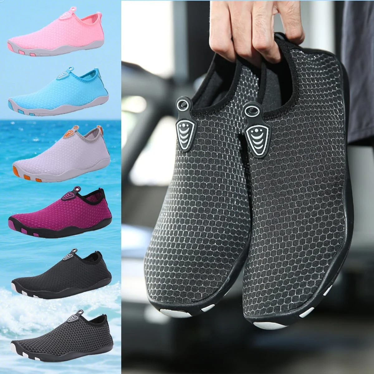 جورابهای آبی ورزشی پابرهنه با قابلیت خشک شدن سریع مناسب شنا، ساحل، استخر، موجسواری و یوگا برای خانمها و آقایان جورابهای آبی ورزشی پابرهنه با قابلیت خشک شدن سریع مناسب شنا، ساحل، استخر، موجسواری و یوگا برای خانمها و آقایان