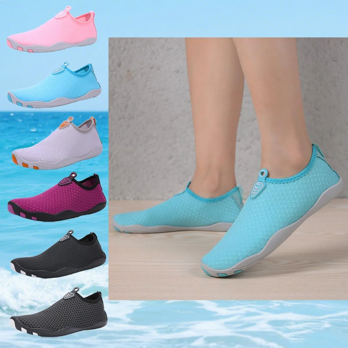 جورابهای آبی ورزشی سریع خشکشونده، کفشهای پا برهنه مناسب شنا، ساحل، استخر، موجسواری و یوگا برای زنان و مردان جورابهای آبی ورزشی سریع خشکشونده، کفشهای پا برهنه مناسب شنا، ساحل، استخر، موجسواری و یوگا برای زنان و مردان