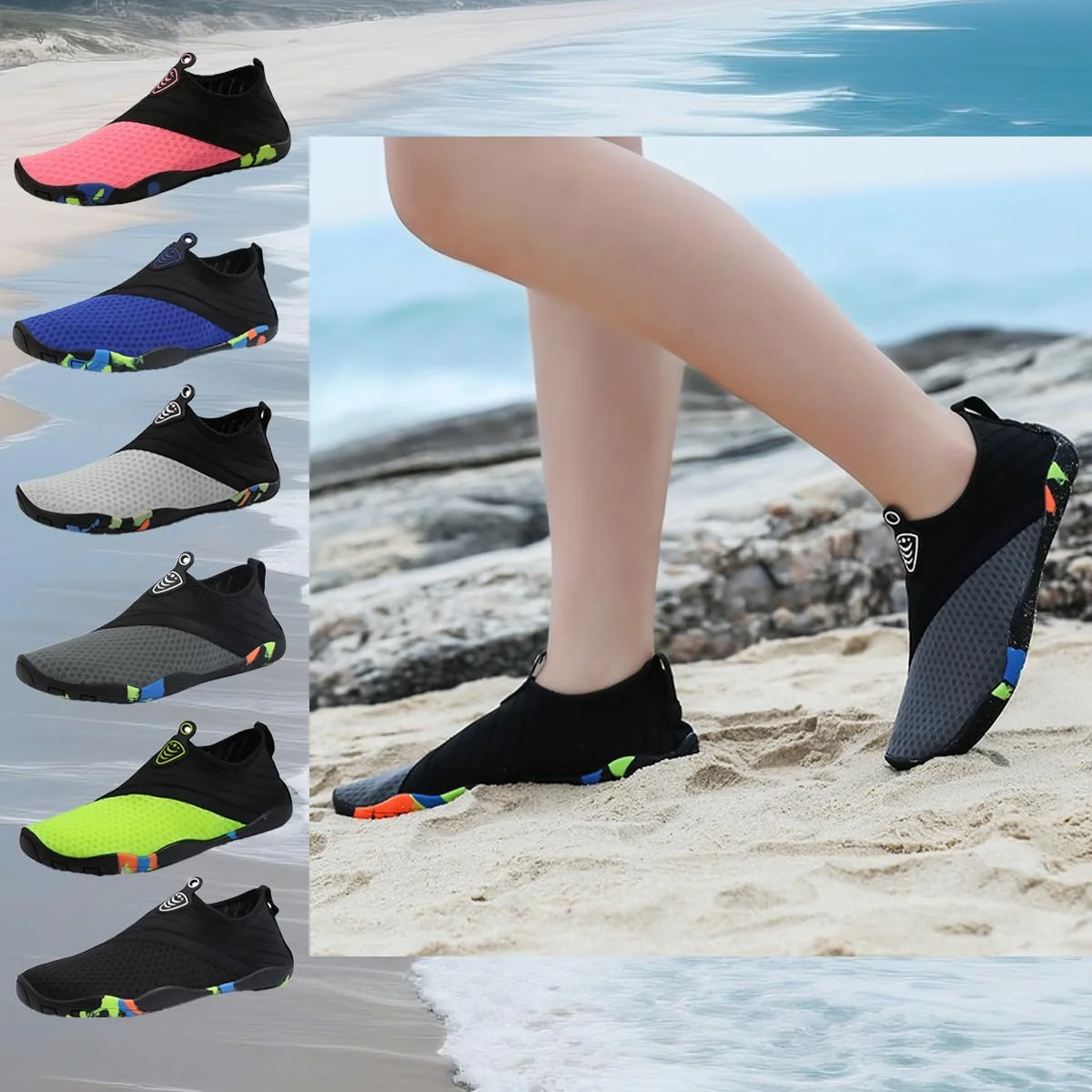 جورابهای آبی ورزشی و سریع خشکشونده مناسب ساحل، استخر، موجسواری و یوگا برای خانمها و آقایان جورابهای آبی ورزشی و سریع خشکشونده مناسب ساحل، استخر، موجسواری و یوگا برای خانمها و آقایان