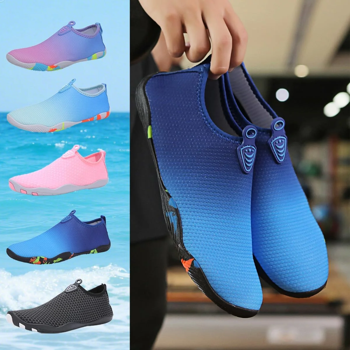 جورابهای آبی ورزشی پابرهنه با قابلیت خشک شدن سریع مناسب شنا، ساحل، استخر، موجسواری و یوگا برای زنان و مردان جورابهای آبی ورزشی پابرهنه با قابلیت خشک شدن سریع مناسب شنا، ساحل، استخر، موجسواری و یوگا برای زنان و مردان