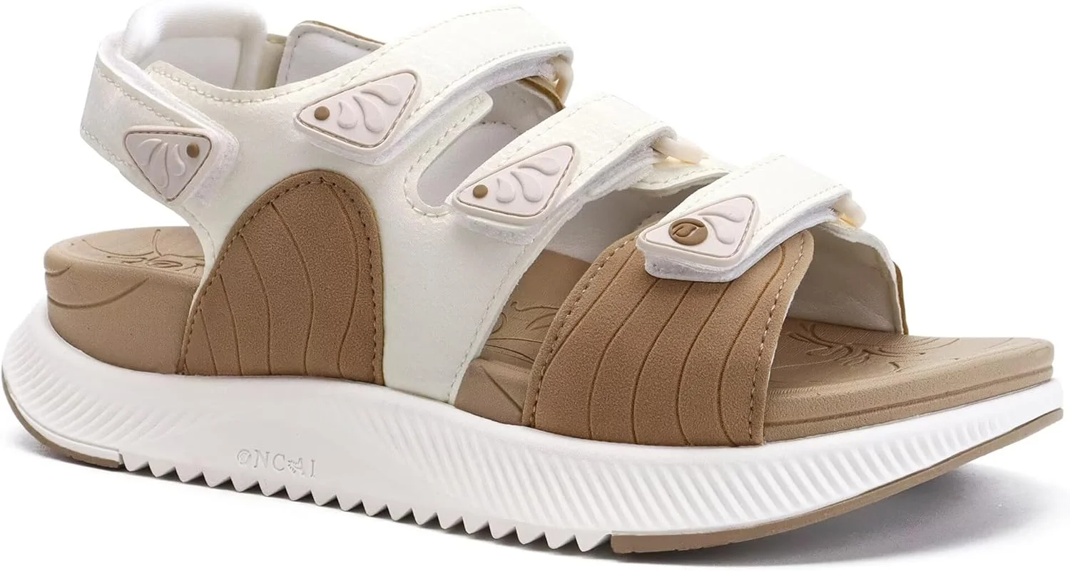 صندل پیاده روی زنانه اونکای با پشتیبانی از قوس پا، صندل های ورزشی پیاده روی زنانه، کفی طبی مناسب فضای باز برای پلانتار فاسیایتی، صندل های تابستانی زنانه با بند قابل تنظیم