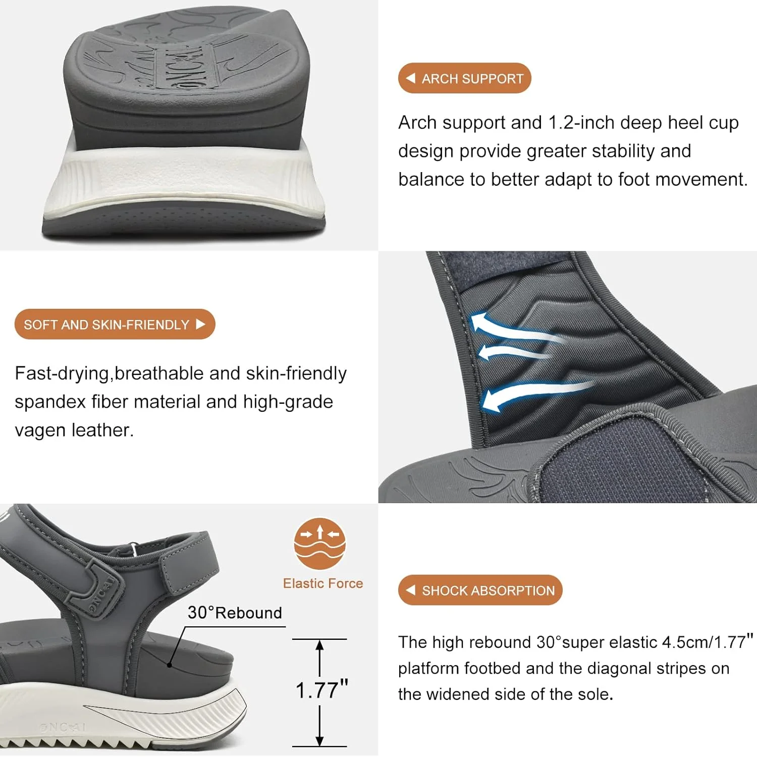صندل پیاده روی زنانه ONCAI، صندل های کوهنوردی با پشتیبانی از قوس پا با کفی طبی برای پلانتار فاسیایتی، صندل های پلتفرمی ورزشی آبی زنانه با 3 بند قابل تنظیم (سایزهای US 6-12)، خاکستری/سفید صندل پیاده روی زنانه ONCAI، صندل های کوهنوردی با پشتیبانی از قوس پا با کفی طبی برای پلانتار فاسیایتی، صندل های پلتفرمی ورزشی آبی زنانه با 3 بند قابل تنظیم (سایزهای US 6-12)، خاکستری/سفید