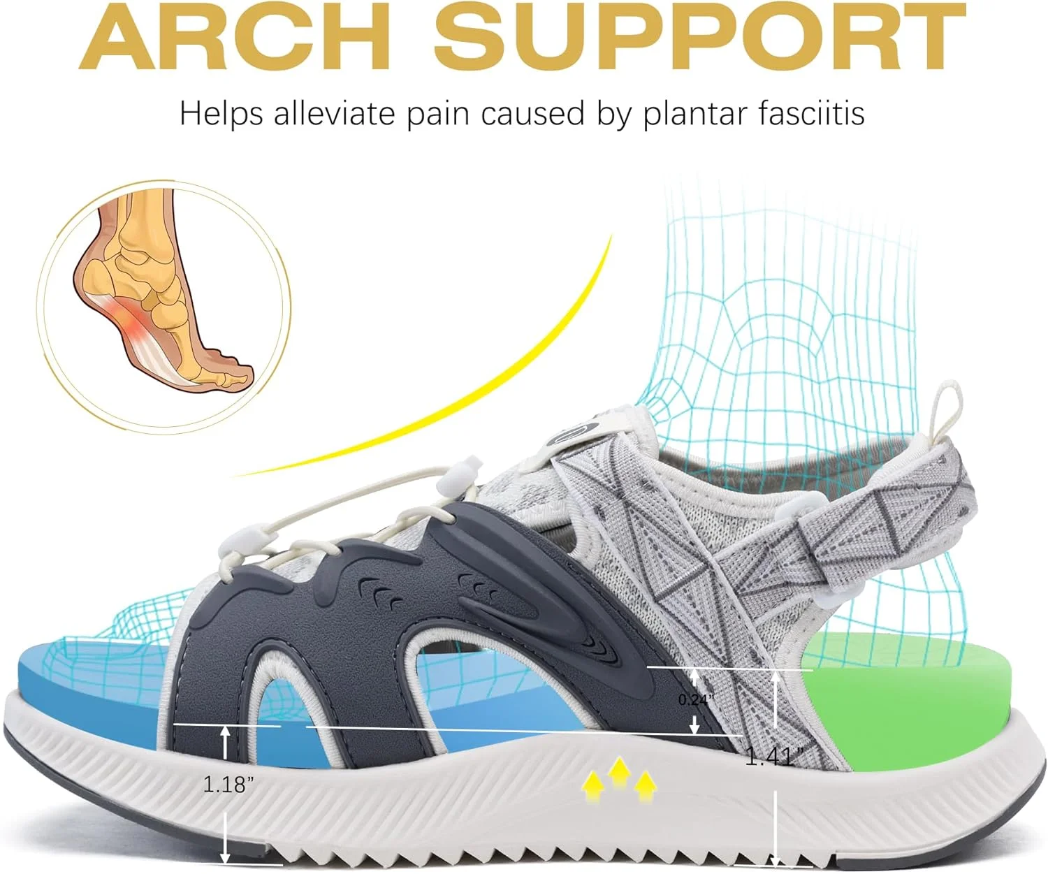 صندل پیاده روی زنانه ONCAI، صندل های ورزشی و پیاده روی با پشتیبانی از قوس پا، کفی طبی مناسب فضای باز برای پلانتار فاسیایتی، صندل زنانه با بند قابل تنظیم (سایز 6-12 آمریکا) صندل پیاده روی زنانه ONCAI، صندل های ورزشی و پیاده روی با پشتیبانی از قوس پا، کفی طبی مناسب فضای باز برای پلانتار فاسیایتی، صندل زنانه با بند قابل تنظیم (سایز 6-12 آمریکا)