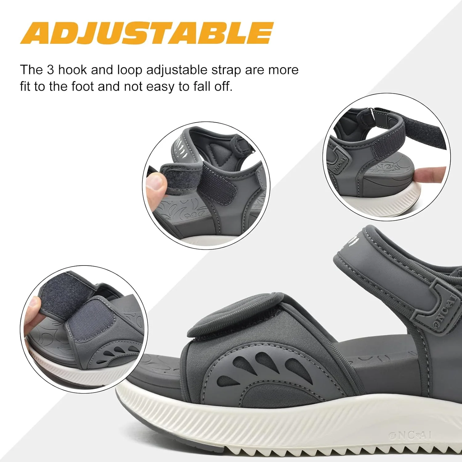 صندل پیاده روی زنانه ONCAI، صندل های کوهنوردی با پشتیبانی از قوس پا با کفی طبی برای پلانتار فاسیایتی، صندل های پلتفرمی ورزشی آبی زنانه با 3 بند قابل تنظیم (سایزهای US 6-12)، خاکستری/سفید صندل پیاده روی زنانه ONCAI، صندل های کوهنوردی با پشتیبانی از قوس پا با کفی طبی برای پلانتار فاسیایتی، صندل های پلتفرمی ورزشی آبی زنانه با 3 بند قابل تنظیم (سایزهای US 6-12)، خاکستری/سفید