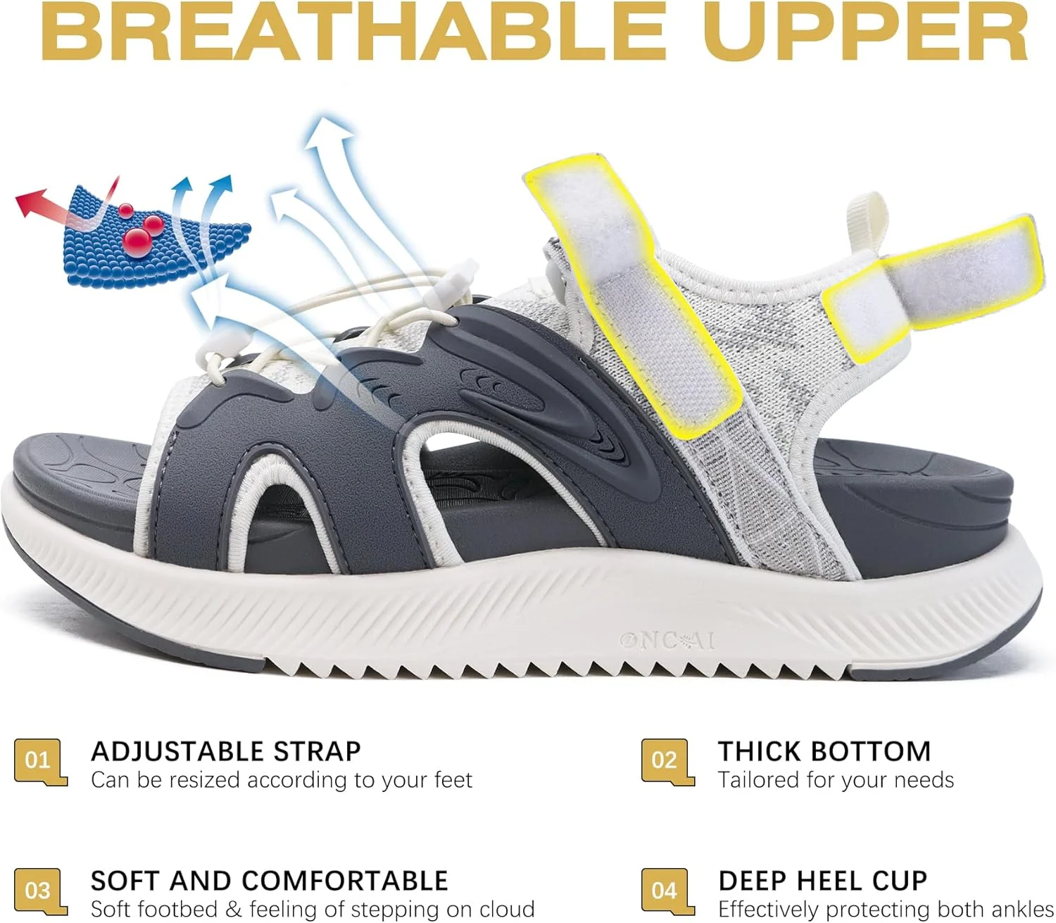 صندل پیاده روی زنانه ONCAI، صندل های ورزشی و پیاده روی با پشتیبانی از قوس پا، کفی طبی مناسب فضای باز برای پلانتار فاسیایتی، صندل زنانه با بند قابل تنظیم (سایز 6-12 آمریکا) صندل پیاده روی زنانه ONCAI، صندل های ورزشی و پیاده روی با پشتیبانی از قوس پا، کفی طبی مناسب فضای باز برای پلانتار فاسیایتی، صندل زنانه با بند قابل تنظیم (سایز 6-12 آمریکا)