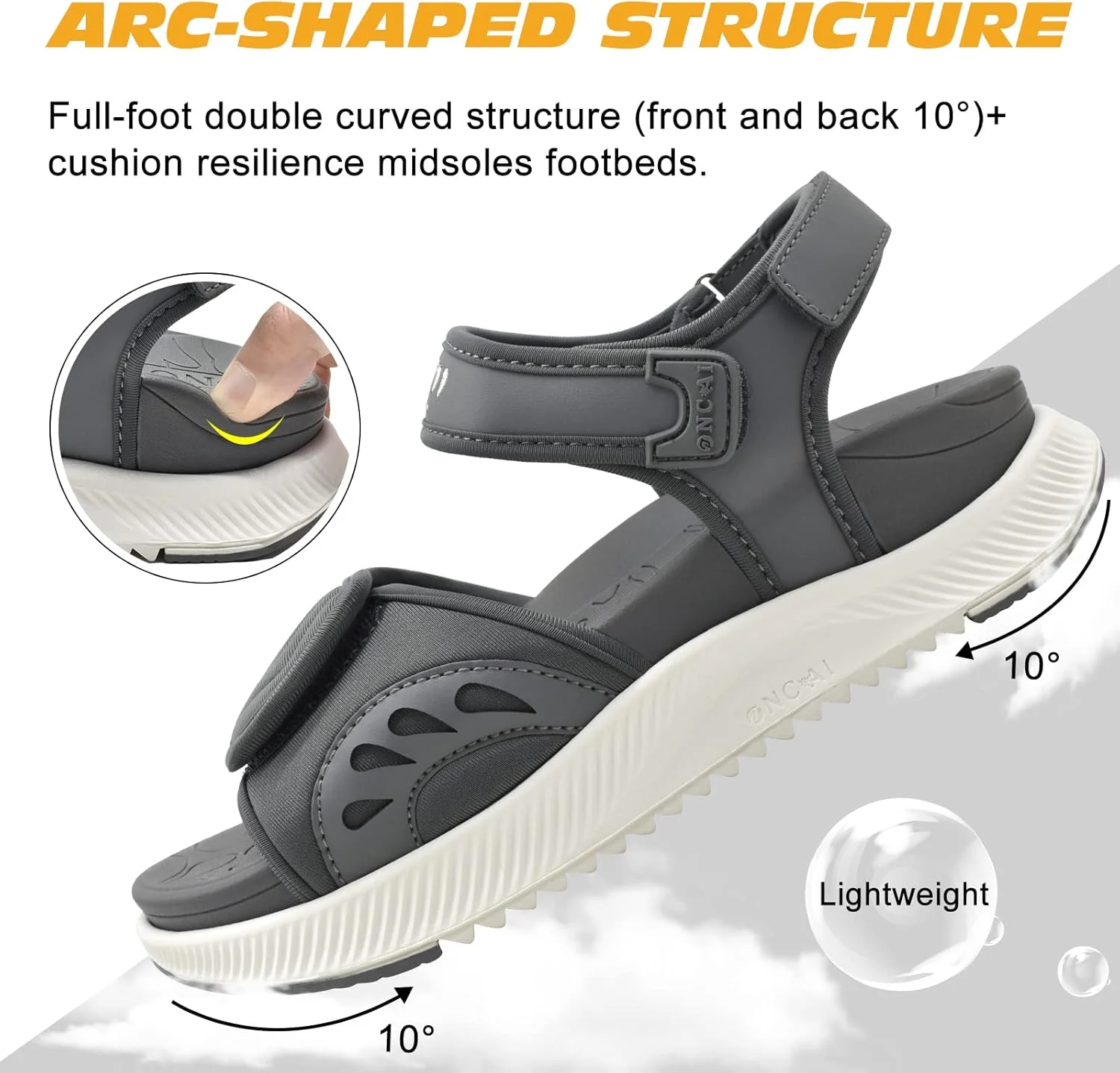 صندل پیاده روی زنانه ONCAI، صندل های کوهنوردی با پشتیبانی از قوس پا با کفی طبی برای پلانتار فاسیایتی، صندل های پلتفرمی ورزشی آبی زنانه با 3 بند قابل تنظیم (سایزهای US 6-12)، خاکستری/سفید صندل پیاده روی زنانه ONCAI، صندل های کوهنوردی با پشتیبانی از قوس پا با کفی طبی برای پلانتار فاسیایتی، صندل های پلتفرمی ورزشی آبی زنانه با 3 بند قابل تنظیم (سایزهای US 6-12)، خاکستری/سفید