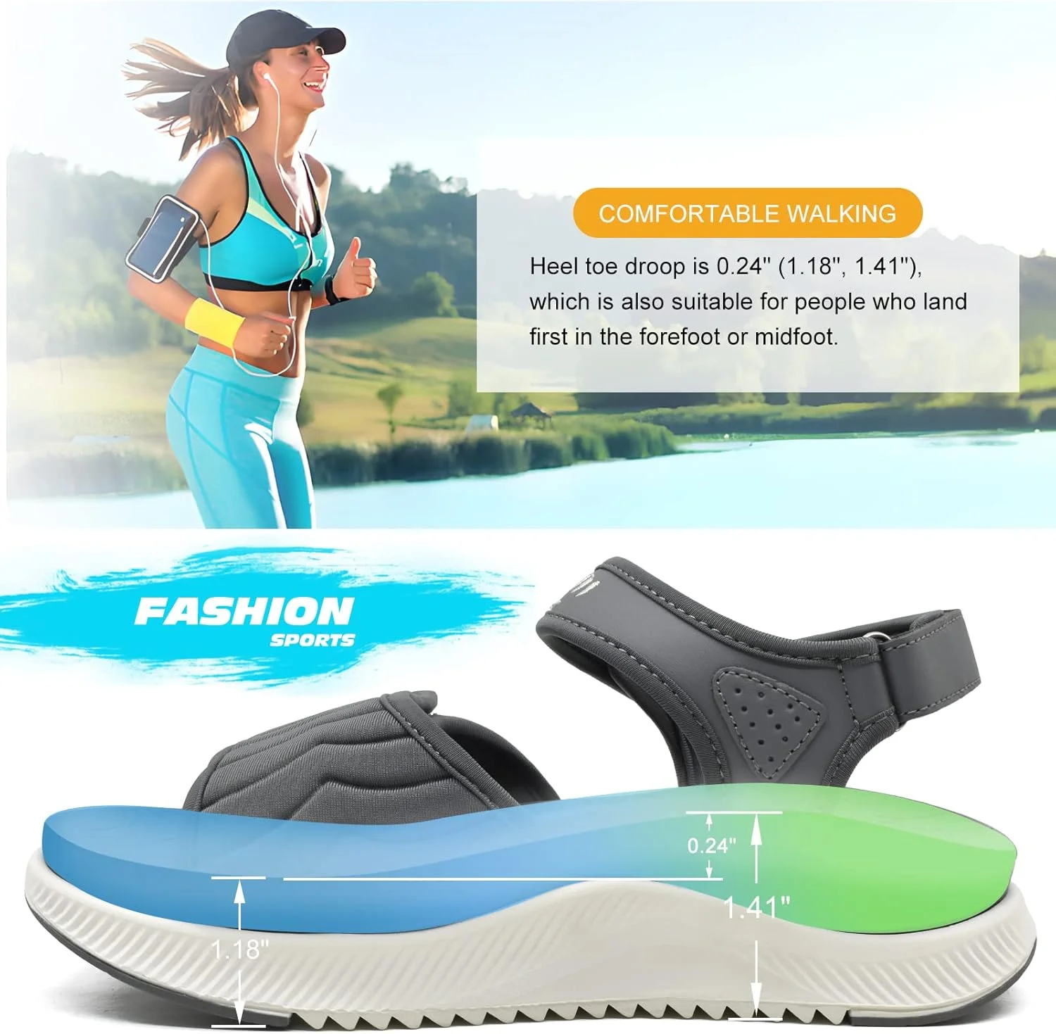 صندل پیاده روی زنانه ONCAI، صندل های کوهنوردی با پشتیبانی از قوس پا با کفی طبی برای پلانتار فاسیایتی، صندل های پلتفرمی ورزشی آبی زنانه با 3 بند قابل تنظیم (سایزهای US 6-12)، خاکستری/سفید صندل پیاده روی زنانه ONCAI، صندل های کوهنوردی با پشتیبانی از قوس پا با کفی طبی برای پلانتار فاسیایتی، صندل های پلتفرمی ورزشی آبی زنانه با 3 بند قابل تنظیم (سایزهای US 6-12)، خاکستری/سفید