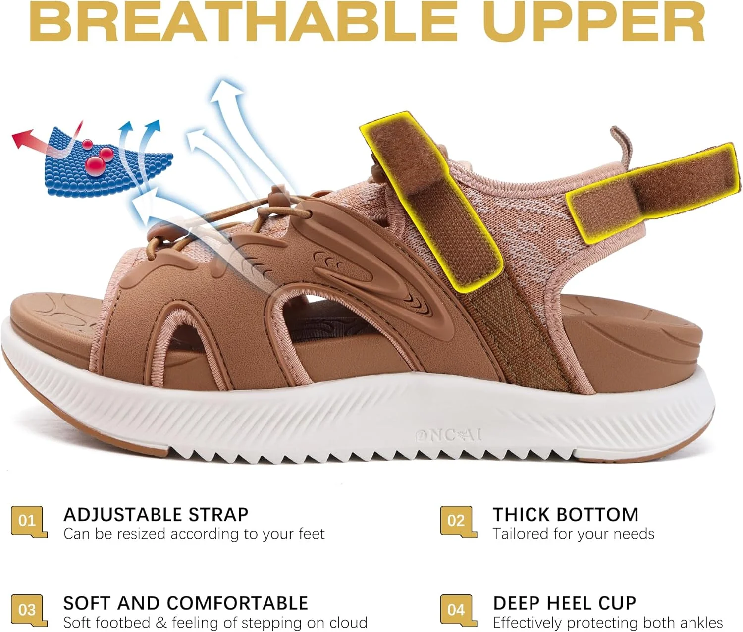 صندل پیاده روی زنانه ONCAI، صندل ورزشی و پیاده روی با پشتیبانی از قوس پا، کفی طبی مناسب برای پلانتار فاسیایتیس، صندل زنانه با بند قابل تنظیم (سایز 36-42)، خاکی/سفید، 38 صندل پیاده روی زنانه ONCAI، صندل ورزشی و پیاده روی با پشتیبانی از قوس پا، کفی طبی مناسب برای پلانتار فاسیایتیس، صندل زنانه با بند قابل تنظیم (سایز 36-42)، خاکی/سفید، 38