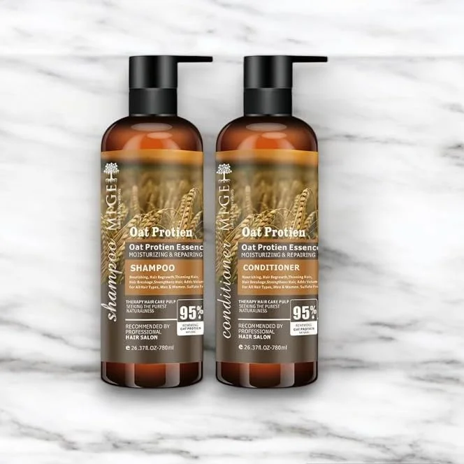 شامپو و نرم کننده جوانه پروتئین جو دوسر Protein Queen، مرطوب کننده و ترمیم کننده، مراقبت از مو، توصیه شده توسط سالن های حرفه ای (2 ست)