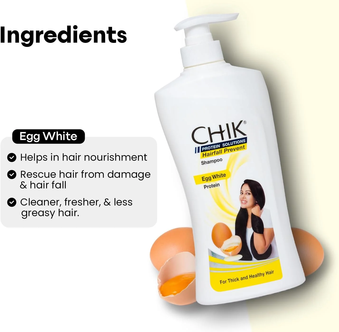 شامپو ضد ریزش مو چیک پروتئین سولوشن، با خواص سفیده تخم مرغ، برای موهای ضخیم و سالم تر (650 میلی لیتر) شامپو ضد ریزش مو چیک پروتئین سولوشن، با خواص سفیده تخم مرغ، برای موهای ضخیم و سالم تر (650 میلی لیتر)