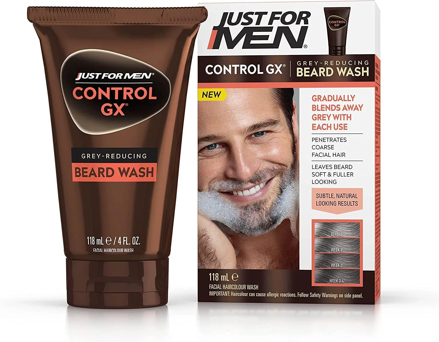 شامپو ریش کاهنده موهای خاکستری Control GX Just For Men برای نتایج ظریف و طبیعی، مناسب برای تمام رنگ‌ها، 118 میلی لیتر x 3 - بسته 3 عددی