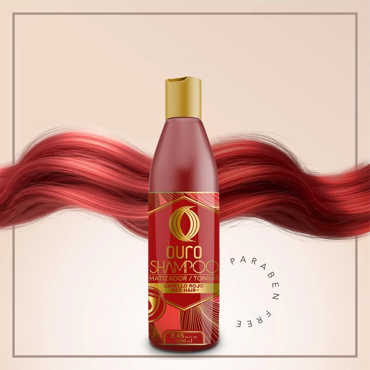 شامپو تونینگ قرمز مو Ouro، تثبیت کننده رنگ قرمز، 250 میلی لیتر