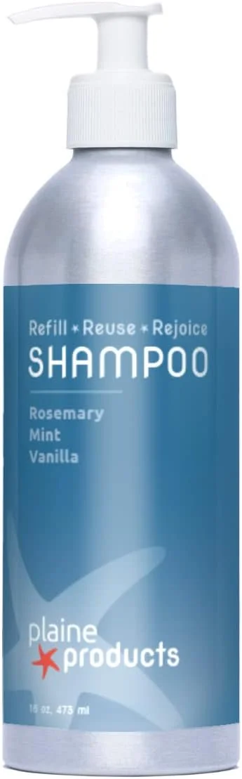 محصولات پلین (اصلی با پمپ) - شامپو قابل بازگشت و شارژ مجدد ۴۷۰ میلی لیتر، رزماری، نعناع، وانیل (اصلی با پمپ)