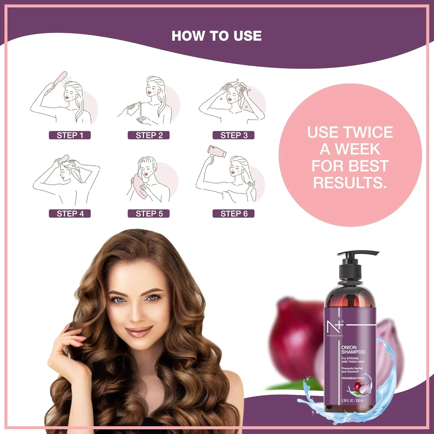 شامپو پیاز حرفه ای اِن پلاس، 300 میلی لیتر