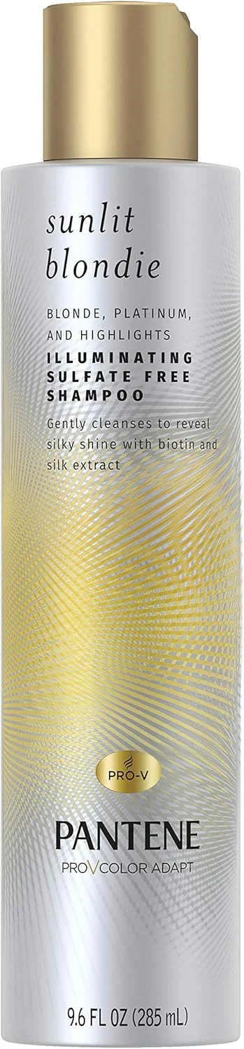 شامپو روشن کننده موهای بلوند پنتن، بدون سولفات، مناسب موهای رنگ شده، حاوی بیوتین و عصاره ابریشم، 284 میلی لیتر