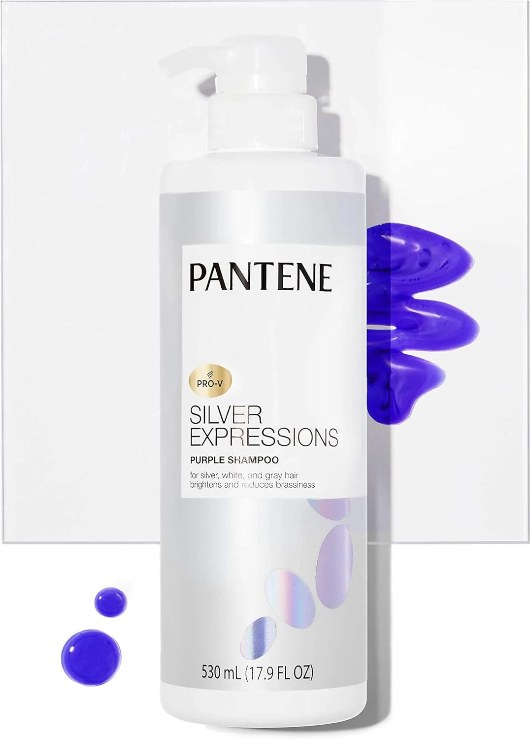 شامپو و تونر مو بنفش پنتن Silver Expressions، Pro-V برای موهای خاکستری و رنگ شده، گل های لوتوس، 530 میلی لیتر