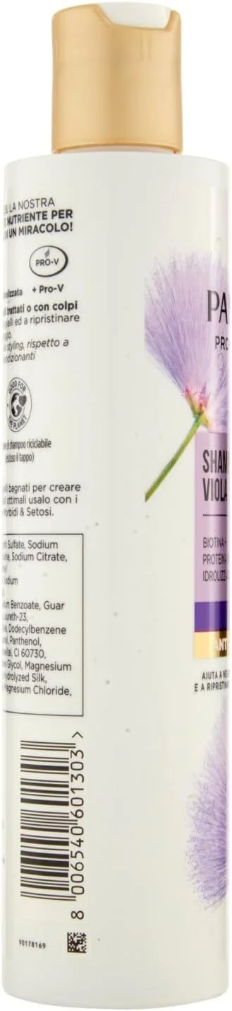 شامپو ضد زردی پنتن Pro-V Miracles Forza حاوی بیوتین و پروتئین ابریشم هیدرولیز شده برای موهای بلوند، رنگ شده یا آفتاب خورده، کمک به بازگرداندن استحکام در 1 بار شستشو