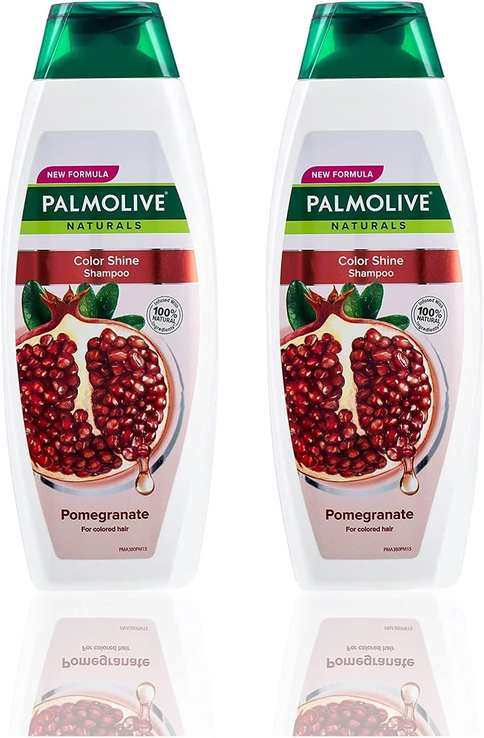 شامپو پالمولیو کالر شاین مخصوص موهای رنگ شده، مواد تشکیل دهنده 100% طبیعی، شامپو انار، 380 میلی لیتر x 2