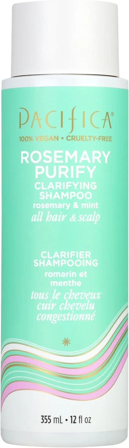 شامپو پاک کننده رزماری Pacifica Beauty، نعناع تسکین دهنده، سم زدایی پوست سر و مو از تجمع محصول و چربی اضافی، بدون سولفات، بدون سیلیکون، وگان و بدون تست حیوانی