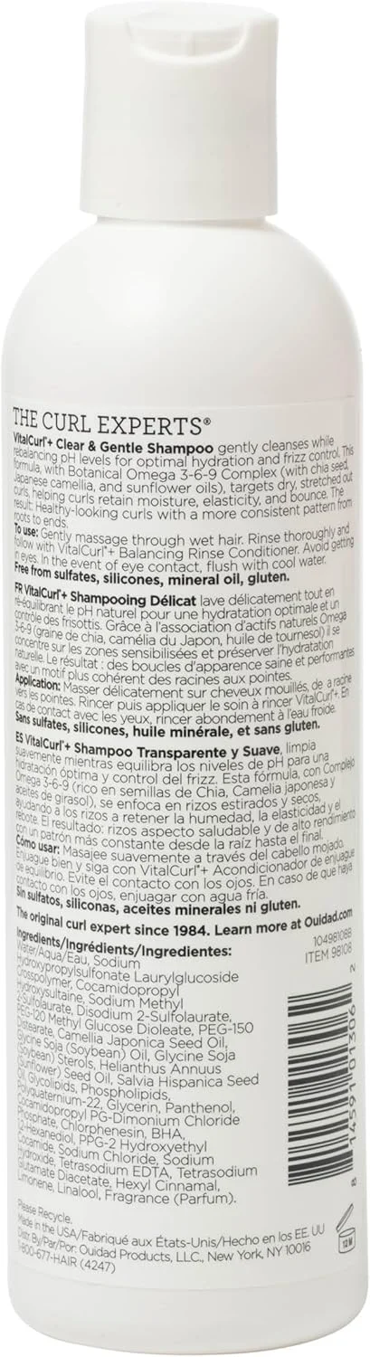 شامپو ملایم و شفاف VitalCurl Plus Ouidad - مناسب برای آقایان و بانوان، 250 میلی لیتر