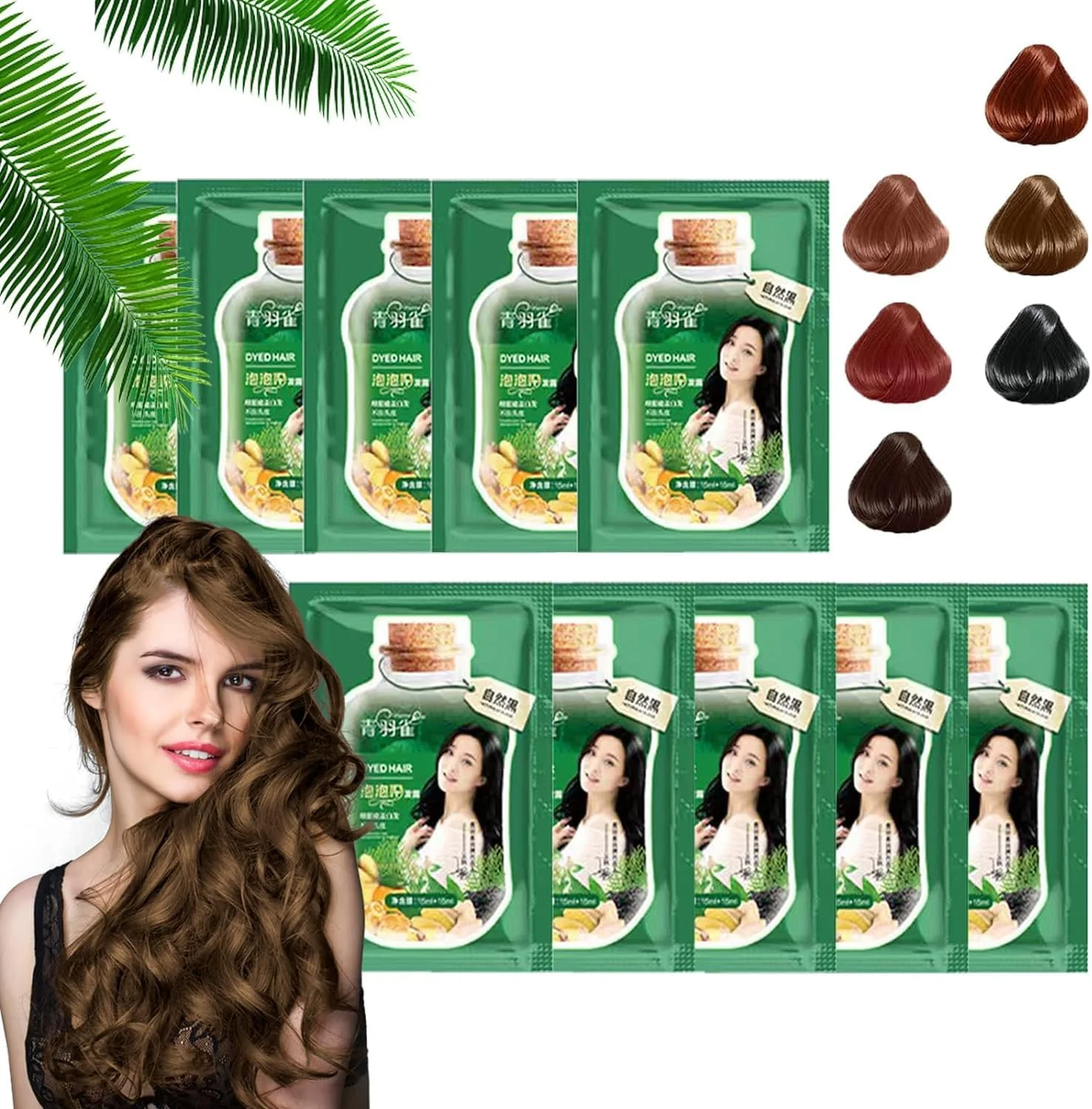 رنگ مو تیکیتا ONGODIE، شامپو رنگ مو حبابی گیاهی تیکیتا، رنگ مو گیاهی طبیعی برای موهای سفید، عصاره گیاهی خالص برای شامپو رنگ مو حبابی موهای سفید، رنگ مو تیکیتا (مشکی طبیعی)