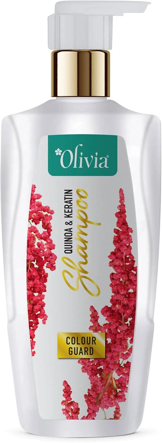 شامپو محافظ رنگ مو الیویا حاوی کینوا و کراتین، 200 میلی لیتر | برای موهای خشک و وز | موها را نرم و براق می کند | 100% مواد طبیعی | بدون رنگ و مواد شیمیایی مضر | فاقد پارابن
