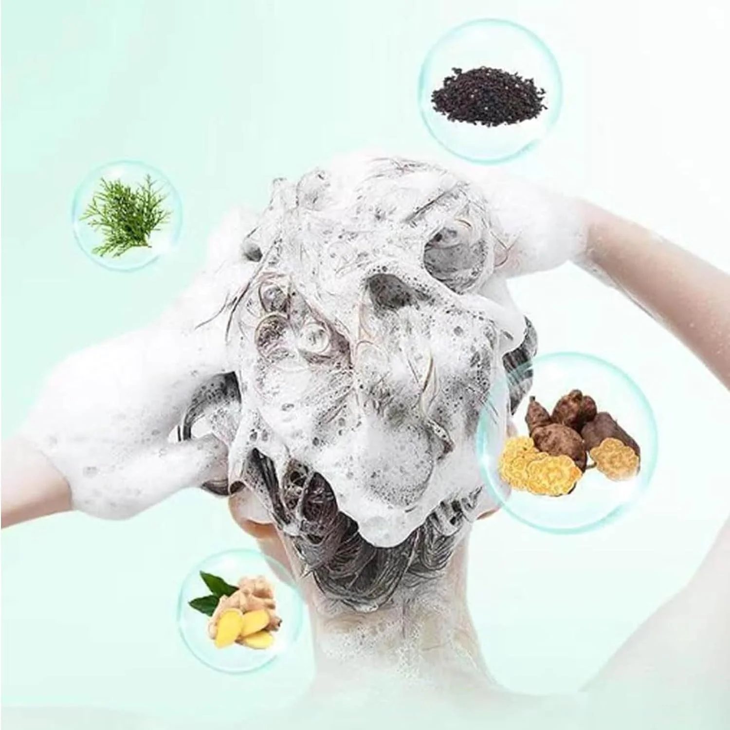 رنگ مو تیکیتا ONGODIE، شامپو رنگ مو حبابی گیاهی تیکیتا، رنگ مو گیاهی طبیعی برای موهای سفید، عصاره گیاهی خالص برای شامپو رنگ مو حبابی موهای سفید، رنگ مو تیکیتا (مشکی طبیعی)