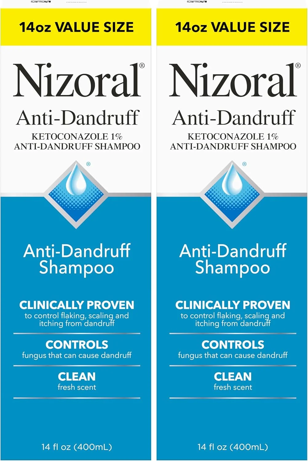 شامپو ضد شوره نیزورال با 1% کتوکونازول، رایحه تازه، 414 میلی لیتر (بسته 2 عددی)