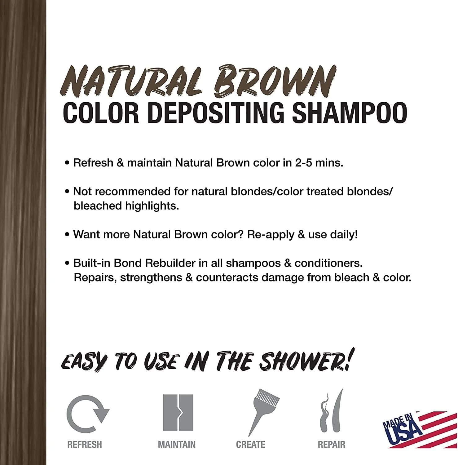 شامپو رنگساژ قهوه ای طبیعی NO FADE FRESH - رنگ موی نیمه دائمی با BondHeal Bond Rebuilder - رنگ موی قهوه ای برای موهای تیره 190 میلی لیتر
