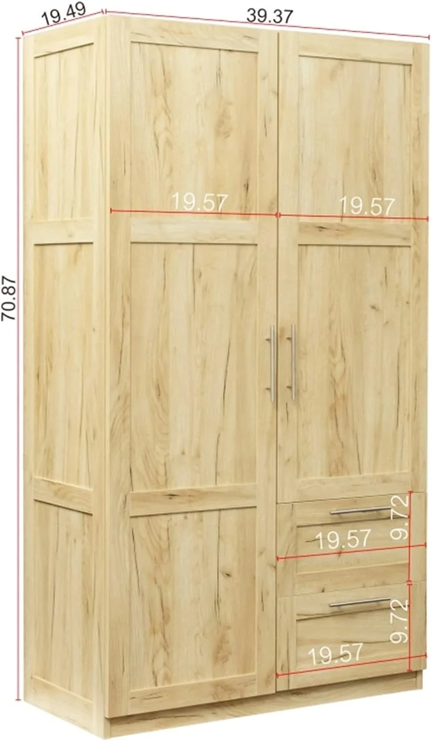 رگال لباس VFNRESW، مبلمان اتاق خواب، کمد لباس بلند و کابینت آشپزخانه، سفید، بلوطی (02-بلوطی)