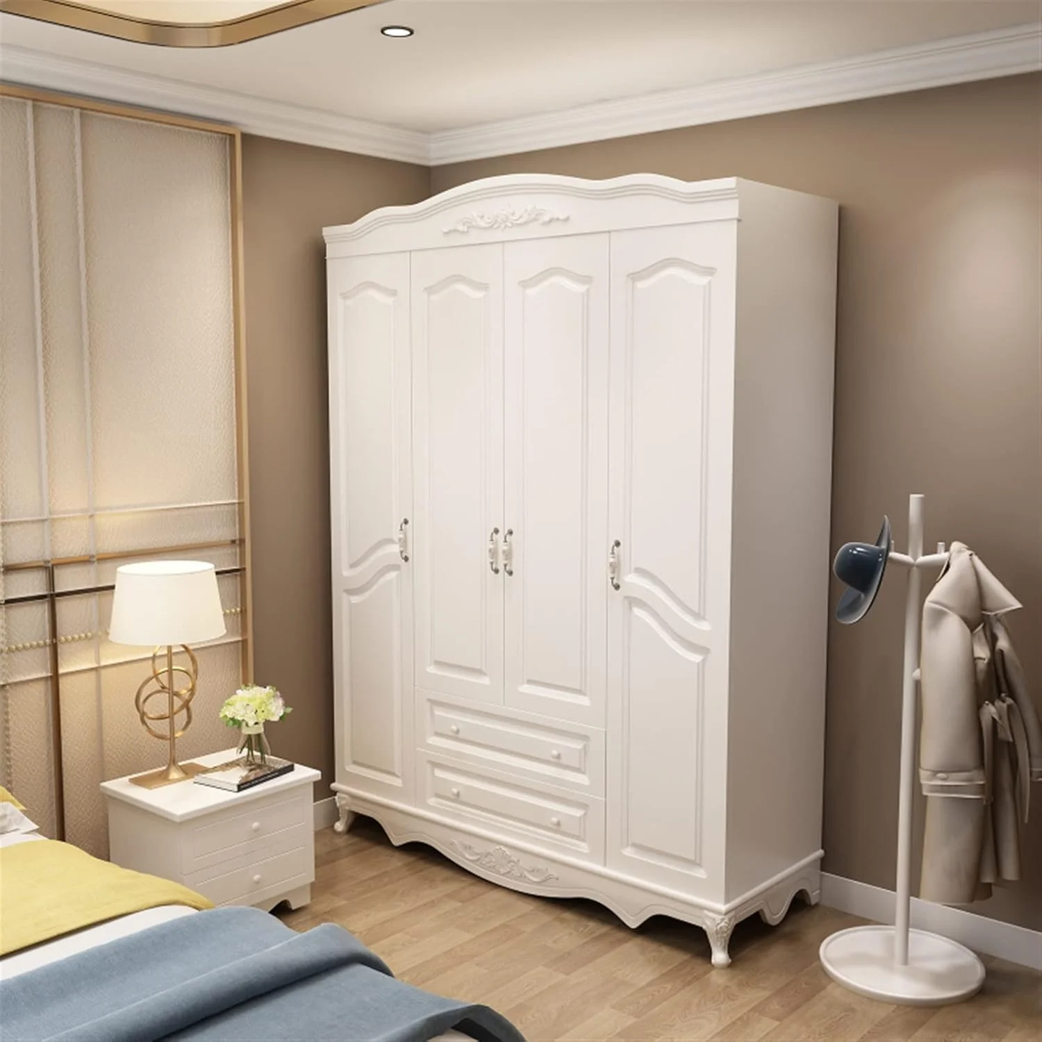 رگال لباس VFNRESW کمد لباس ساده اقتصادی چوبی مناسب هتل، آپارتمان اجاره ای، خانه، کابینت مونتاژی خانگی، کمد لباس اتاق خواب