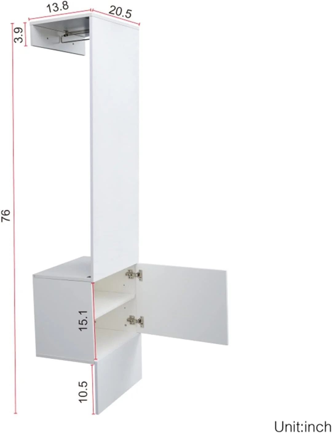 رگال لباس VFNRESW کمد لباس باز با 1 درب، سفید رگال لباس VFNRESW کمد لباس باز با 1 درب، سفید