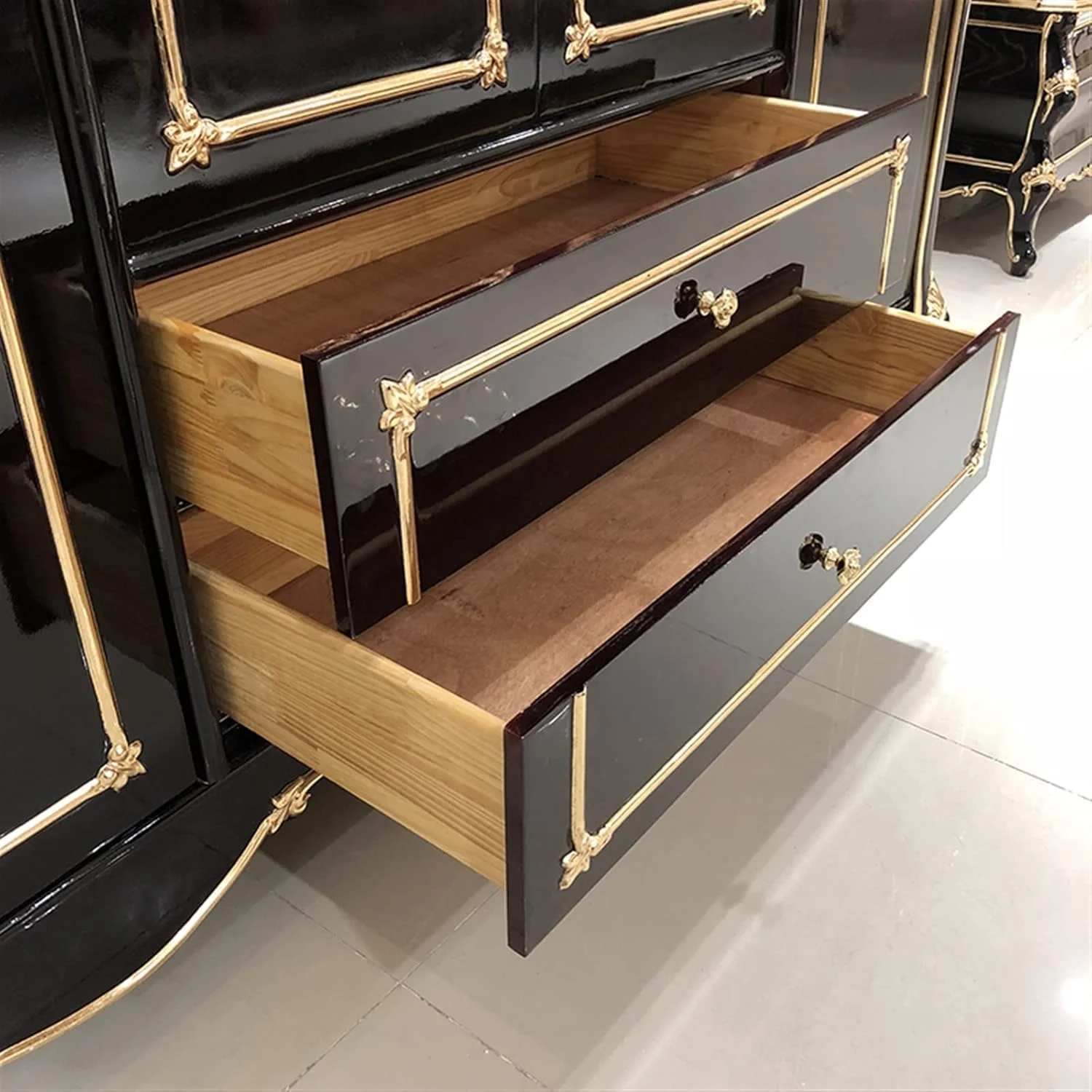 رگال لباس VFNRESW کمد لباس چوبی جامد با حکاکی درب دوتایی ترکیبی آشپزخانه مبلمان کلی