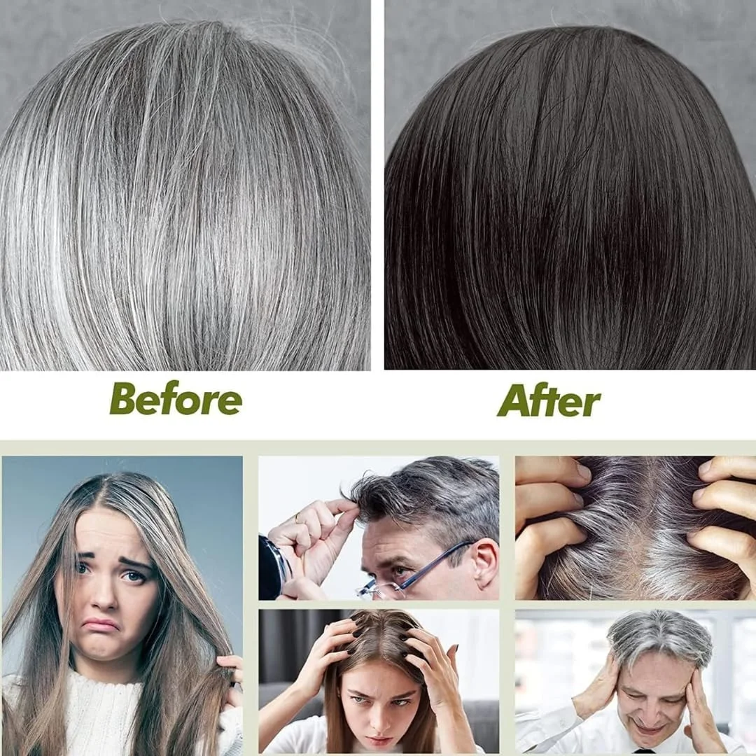 شامپو رنگ موی مشکی نیکیتا ویوی (10 عدد 25 میلی لیتری)، شامپو رنگ موی مشکی برای موهای طبیعی، رنگ موی فوری موقت 30 روزه برای آقایان و بانوان، کرم شامپو رنگ موی مشکی برای شستشوی موهای سفید