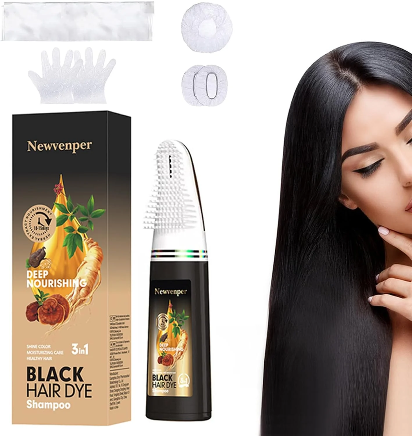 شامپو رنگ مو مشکی نیوِنپر، رنگ موی ماندگار، مناسب مسافرت، استفاده آسان برای خانم ها و آقایان، 200 میلی لیتر