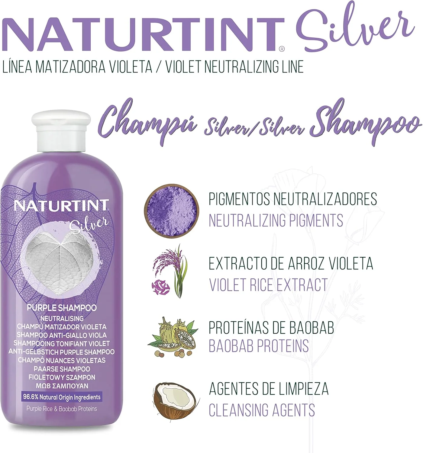 شامپو رنگ بنفش ناتورتینت از بین برنده ته رنگ های زرد و مسی ناخواسته در موهای بلوند، سفید و دکلره شده، 96.6% مواد طبیعی، 330 میلی لیتر شامپو رنگ بنفش ناتورتینت از بین برنده ته رنگ های زرد و مسی ناخواسته در موهای بلوند، سفید و دکلره شده، 96.6% مواد طبیعی، 330 میلی لیتر