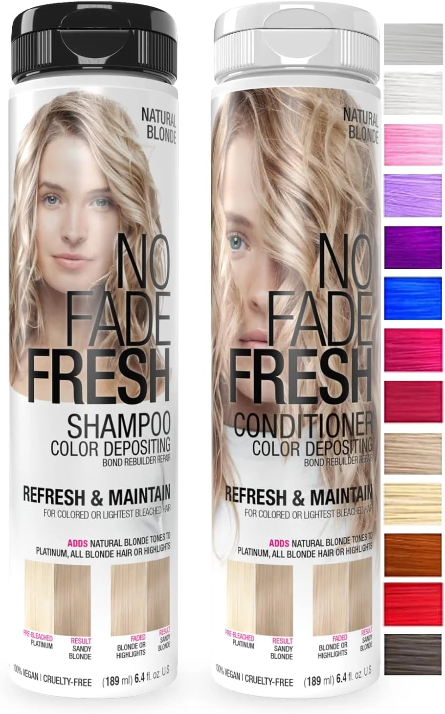 شامپو و نرم کننده رنگساژ مو بلوند طبیعی نو فید فرش - افزایش رنگ، جلوگیری از محو شدن و تازه کردن رنگ بلوند گرم، تونر رنگ مو