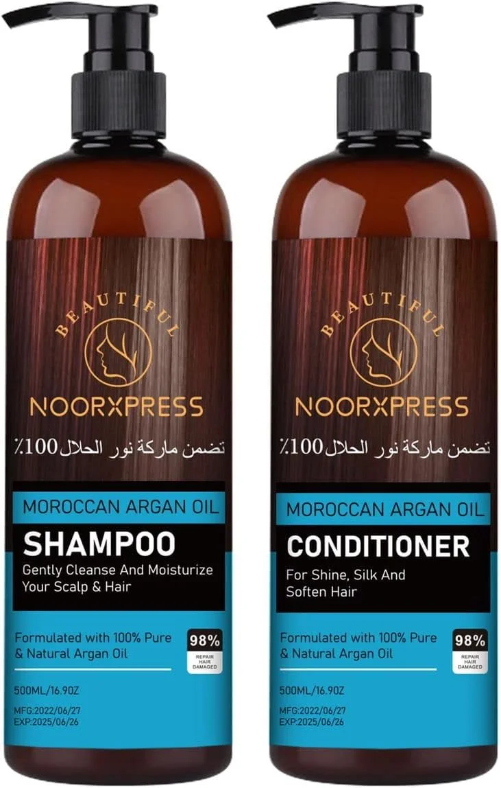 شامپو روغن آرگان مراکشی نور + نرم کننده فرموله شده و روغن آرگان طبیعی، 500 میلی لیتر + 500 میلی لیتر به آرامی پوست سر و موهای شما را تمیز و مرطوب می کند، مناسب برای انواع مو، بدون پارابن، بدون سولفات شامپو روغن آرگان مراکشی نور + نرم کننده فرموله شده و روغن آرگان طبیعی، 500 میلی لیتر + 500 میلی لیتر به آرامی پوست سر و موهای شما را تمیز و مرطوب می کند، مناسب برای انواع مو، بدون پارابن، بدون سولفات