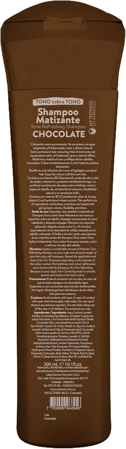 شامپو رنگساژ مو شکلاتی کوپر نایسنت | رنگ دهنده | احیا و خنثی کننده تناژهای زرد و نارنجی | فاقد پارابن، آمونیاک و سولفات | حاوی پرو ویتامین B5، روغن زیتون و عسل (شکلاتی) 300 میلی لیتر