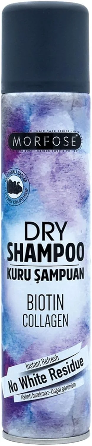 شامپو خشک مورفوس حاوی بیوتین و کلاژن مخصوص موهای تیره 200 میلی لیتر، بدون ایجاد سفیدک، طراوت فوری، ساخت ترکیه شامپو خشک مورفوس حاوی بیوتین و کلاژن مخصوص موهای تیره 200 میلی لیتر، بدون ایجاد سفیدک، طراوت فوری، ساخت ترکیه