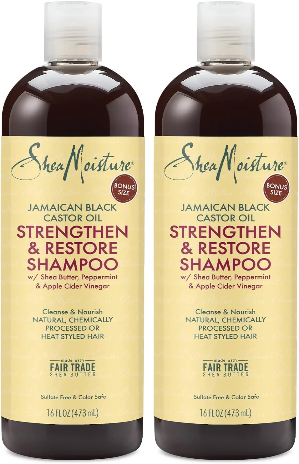 شامپو تقویت کننده و ترمیم کننده روغن کرچک سیاه جامائیکایی Shea Moisture، 482 میلی لیتر، بسته 2 عددی شامپو تقویت کننده و ترمیم کننده روغن کرچک سیاه جامائیکایی Shea Moisture، 482 میلی لیتر، بسته 2 عددی