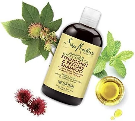 شامپو تقویت کننده، رشد دهنده و ترمیم کننده روغن کرچک سیاه جامائیکایی Shea Moisture، ۳۸۴ میلی لیتر شامپو تقویت کننده، رشد دهنده و ترمیم کننده روغن کرچک سیاه جامائیکایی Shea Moisture، ۳۸۴ میلی لیتر