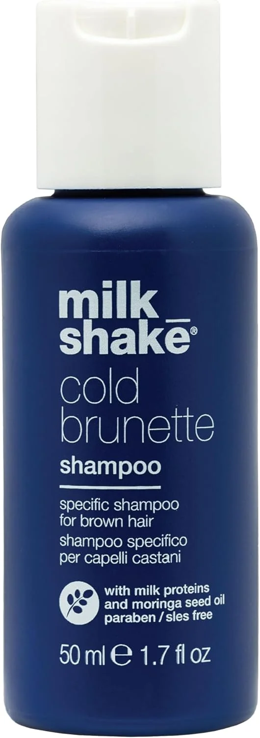 شامپو آبی موهای قهوه ای milk_shake Cold Brunette با رنگدانه های آبی ویژه برای موهای قهوه ای روشن یا بلوند تیره، فاقد SLES و پارابن - 50 میلی لیتر