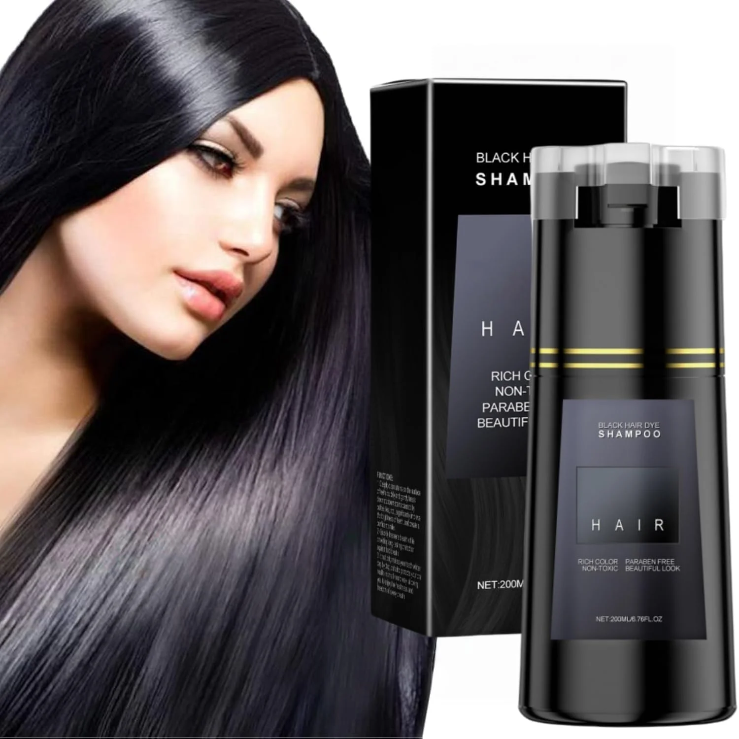 شامپو رنگ مو Mhepzol، شامپو رنگ فوری مو، شامپو رنگ مو برای پوشش مو، پوشش فوری موهای سفید، رنگ طبیعی و مراقبت ملایم برای آقایان و بانوان