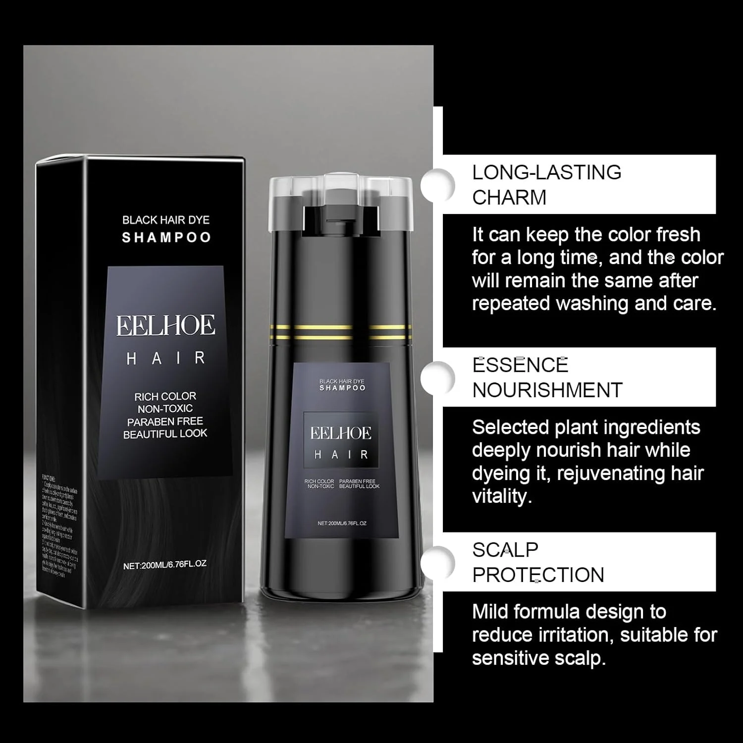 شامپو رنگ مو Mhepzol، شامپو رنگ فوری مو، شامپو رنگ مو برای پوشش مو، پوشش فوری موهای سفید، رنگ طبیعی و مراقبت ملایم برای آقایان و بانوان