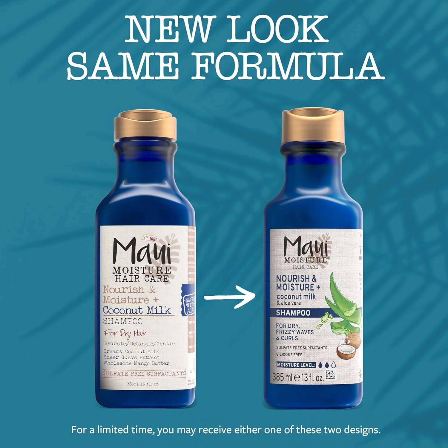 شامپو شیر نارگیل Maui Moisture Nourish & Moisture + برای آبرسانی و باز کردن گره موهای فر، شامپو مرطوب کننده روزانه سبک، وگان، بدون سیلیکون و پارابن، 384 میلی لیتر