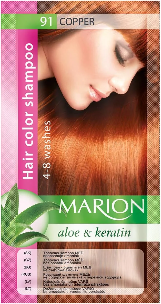شامپو رنگ مو ماریون در ساشه ماندگاری 4-8 شستشو - 91 - مسی روشن