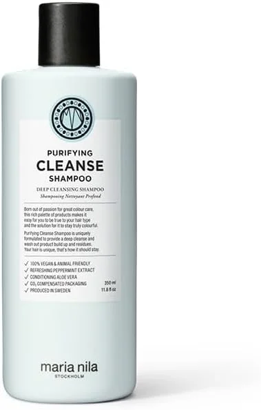 ماریا نیلا - شامپو پاک کننده Purifying Cleanse حجم 350 میلی لیتر - شامپو پاک کننده عمیق - حاوی عصاره نعناع خنک کننده و آلوئه ورا، برای طراوت مو و پوست سر - ضد خارش - وگان و دوستدار حیوانات