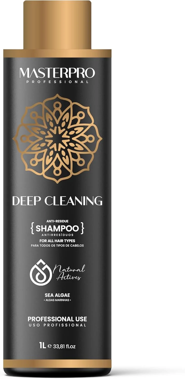 شامپو شفاف کننده حرفه ای مسترپرو - پاک کننده عمیق - شامپو ضد رسوب - حاوی جلبک دریایی - برای انواع مو - استحکام و مقاومت - از بین برنده تجمع مواد - ایمن برای موهای رنگ شده - بدون سولفات - 1 لیتر